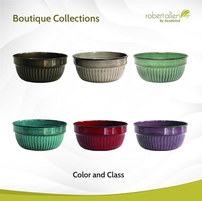 Headwind Glazed Ironstone Boutique Collection Cascade Bowl Plant Pot – Sangria Color 8 Inch Pot for Indoor Plants - Planters for Indoor Plants - Ideal Succulent Planters by Robert Allen
