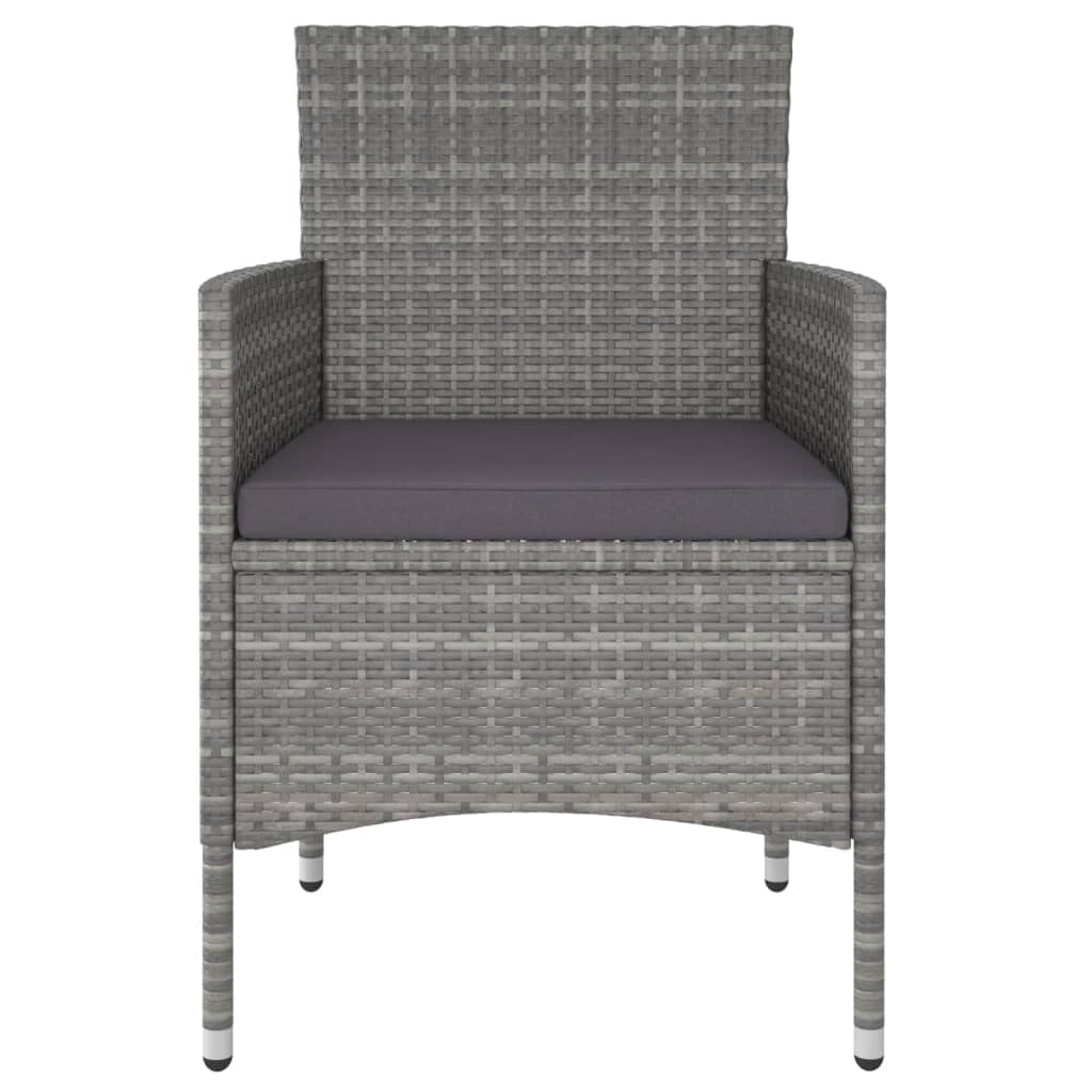 HKTMGDNG 3-Piece Patio Dining Set PE Rattan Bistro Table Chairs Gray
