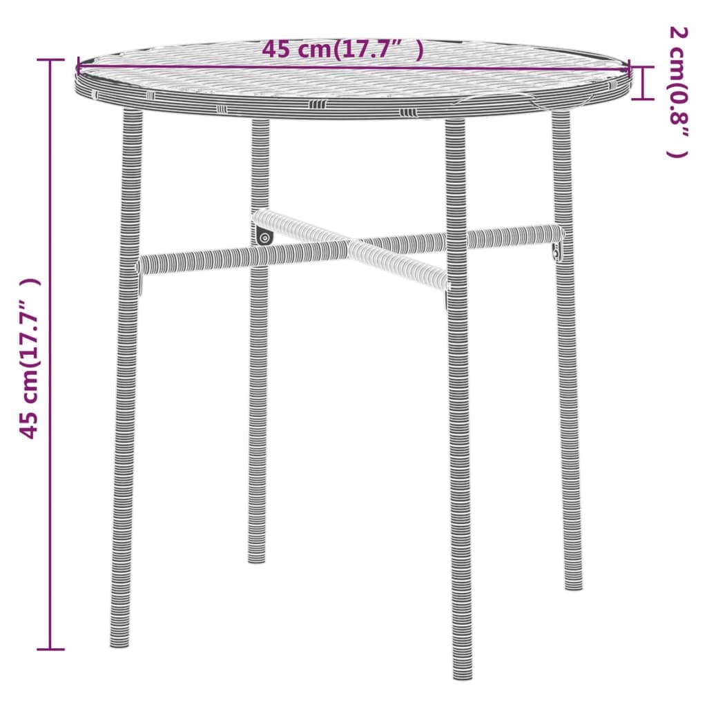 HKTMGDNG 3-Piece Patio Dining Set PE Rattan Bistro Table Chairs Gray
