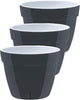 DECOPOTS - 3 Pack - Self Watering Planter - Modern Flower Pot with Water Level Indicator - 6.3" Tall - for All House Plants, Flowers, Herbs (Diameter 7.9", Graphite - White)