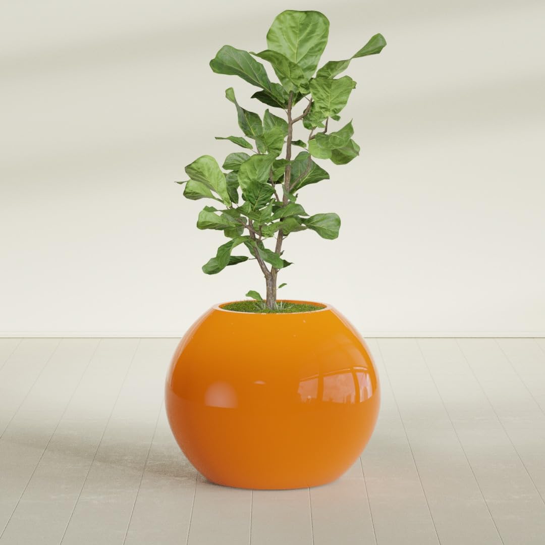 Greenline Nala Large Round Sphere Planter, Modern Fiberglass Indoor/Outdoor