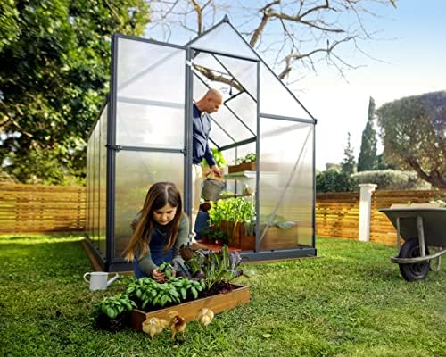 Palram - Canopia Mythos 6' x 8' Polycarbonate Aluminum Greenhouse, Gray