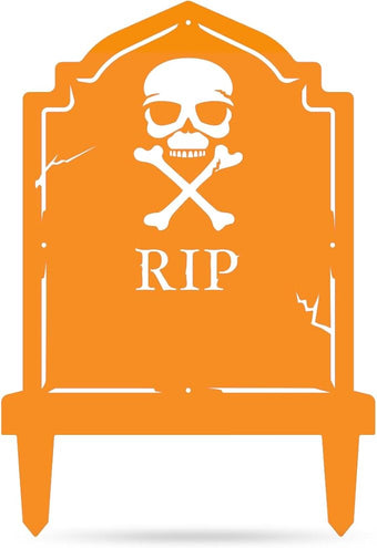 RealSteel Halloween Tombstone Monogram Decoration - Graveyard Skull Décor - Fall Yard Metal Stakes Display - Skeleton Front Garden Sign - Scary Customized Monogram - Spooky Horror Art