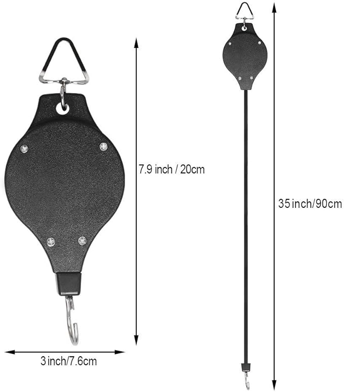 Lythor Pack Plant Hook Pulley, Retractable Plant Hanger Easy Reach Hanging Flower Basket for Garden Baskets Pots and Birds Feeder Hang High up and Pull Down to Water Or Feed (Black 6Pack)