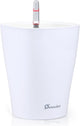 Dexceder 6x7 Self Watering Planter Indoor Outdoor, High Gloss Table Flower Plant Pot with Water Level Indicator (White)