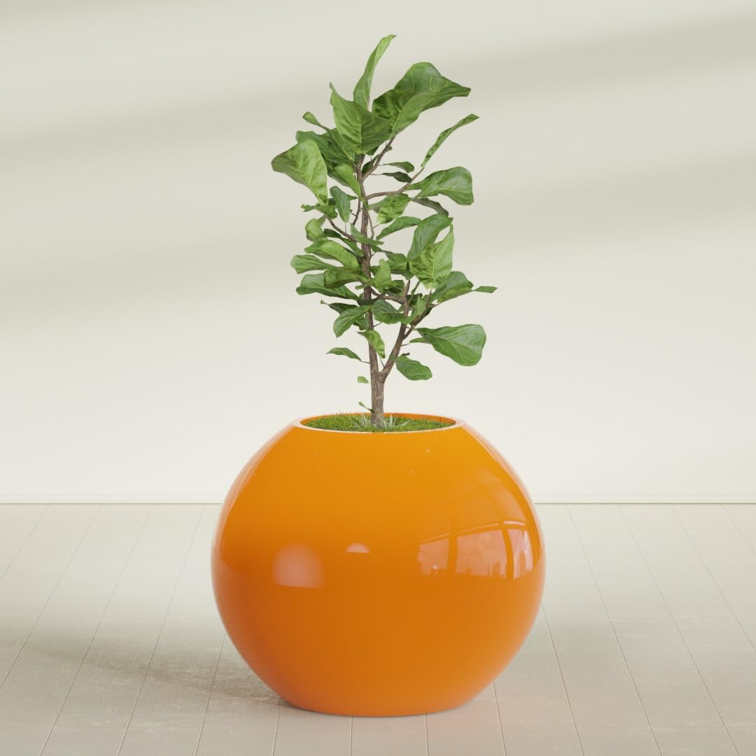 Greenline Nala Large Round Sphere Planter, Modern Fiberglass Indoor/Outdoor