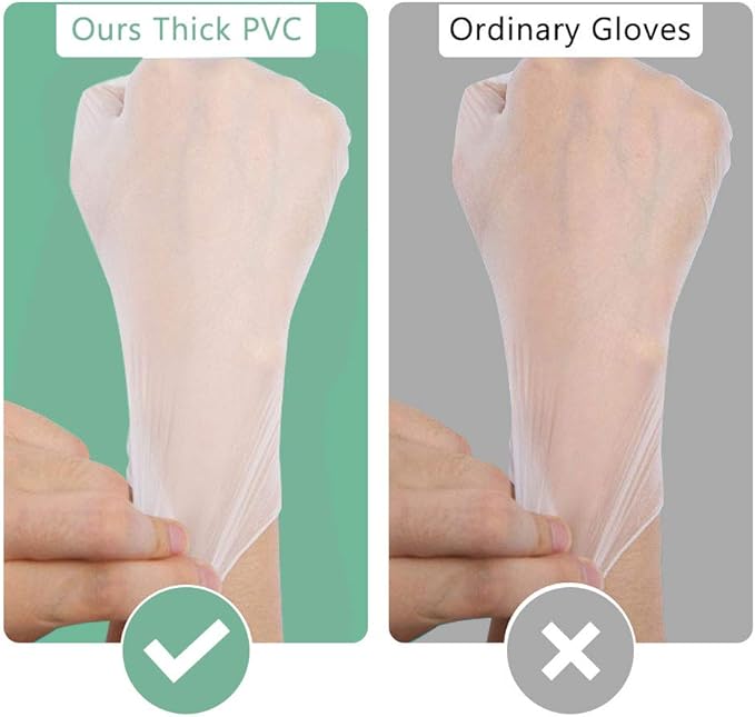 squish Disposable Gloves, 100 Count 4 mil Clear Vinyl Gloves Latex Free Powder-Free Health Glove Cleaning Rubber Glove for Kitchen Cooking Cleaning Food Handling, Large