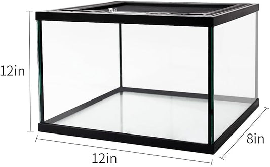 waazoorep Reptile Glass Terrarium Tank 12 * 12 * 8" Full View with Top Ventilation, Amphibians Box Habitat Enclosure Cage for Frog,Spiders,Dubia Cockroach,Praying Mantis,Cricket,Tarantula,Hermit Crab