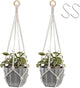 Artilady Hanging Planter for Indoor Plants Macrame Plant Hanger Large Hanging Plant Holder with Adjustable Beads Plants Basket White Rope Boho Plant Wall Decor (White Bead)
