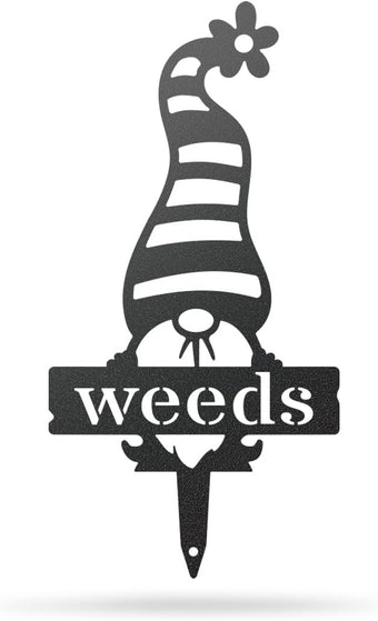RealSteel Brand, Gnome Plant Markers for Outdoors, Garden Labels Metal Stake, Plant Tags, Garden Sign for Vegetables, Outdoor Decorations, Yard and Gardening Gift - Weeds