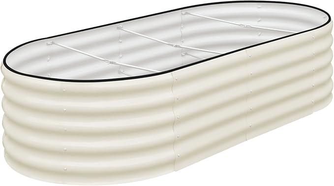 SnugNiture Galvanized Raised Garden Bed, 6x3x1.5ft Oval Metal Planter Box for Planting Outdoor Plants Vegetables