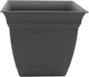 The HC Companies Eclipse Square Plastic Planter w/ Attached Saucer - Outdoor & Indoor Plant Pot with Drainage Holes - Lightweight, UV-Resistant Plastic Pots For Plants (8" Warm Gray, Pack of 1)