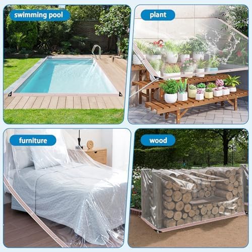 Clear Tarps Heavy Duty Waterproof 4x8FT-2Piece,Clear Plastic Tarp with Grommets,Transparent PVC Vinyl Tarpaulin for Outdoor,Plant,Garden,Chicken Coop,Patio,Cat Litter