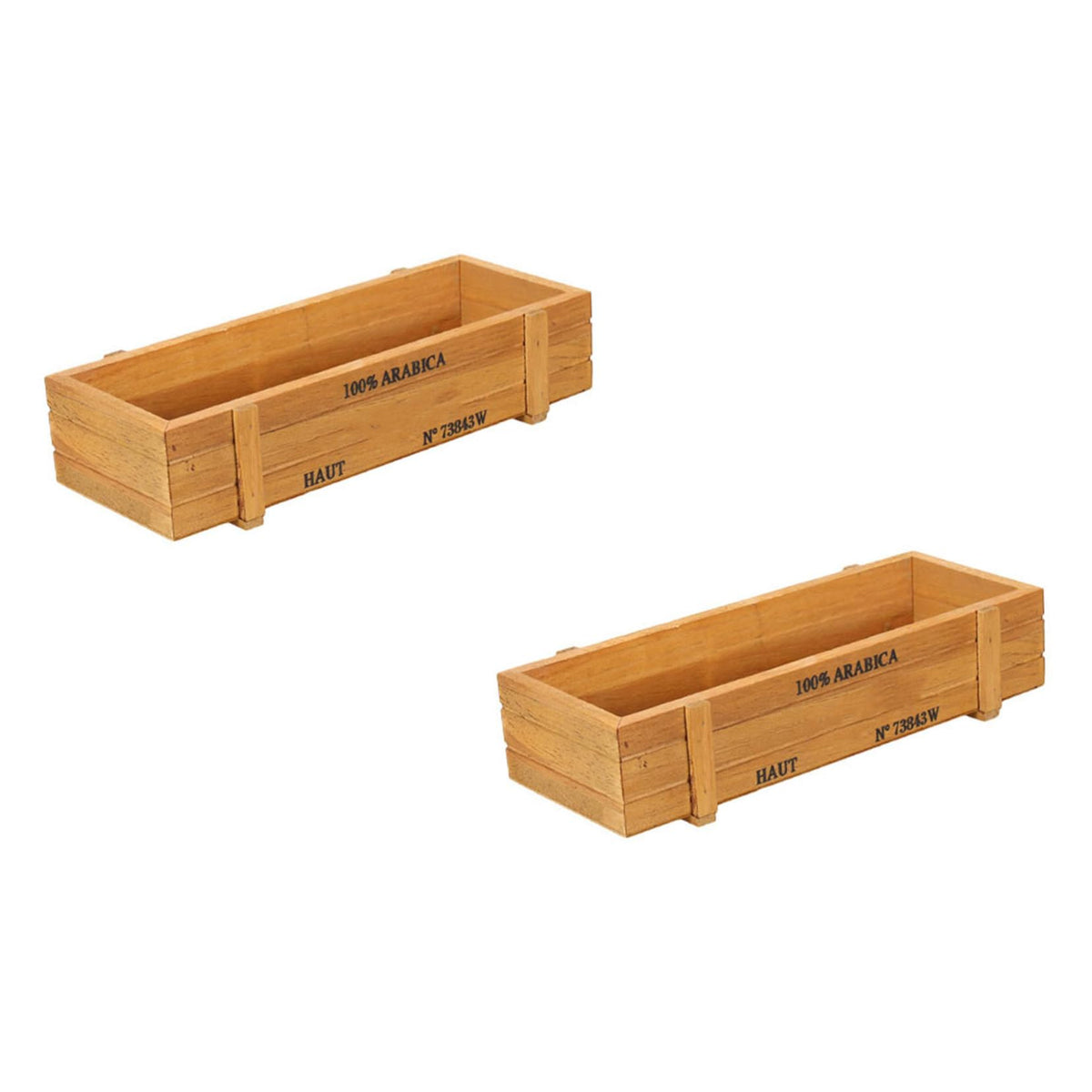 Happyyami Rectangular Succulent Planter 2Pcs Wooden Plant Container Box