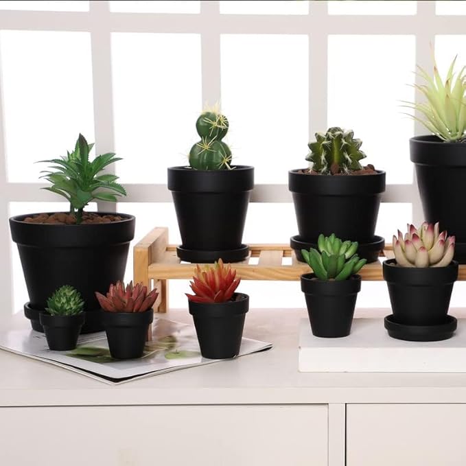 Yishang 1.9 Inch Tiny Black Terracotta Pots Pack of 36-Small Mini White Clay Pots with Drainage Holes Flower Nursery Terra Cotta Planter for Tiny Cactus,Herb,Succulent Plants,Crafts