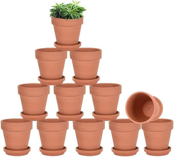 vensovo 3 inch Terracotta Clay Pots for Plants with Saucer - 12 Pack Small Terra Cotta Planter Great for Garden Windowsill Indoor & Outdoor Wedding Favors Gifts
