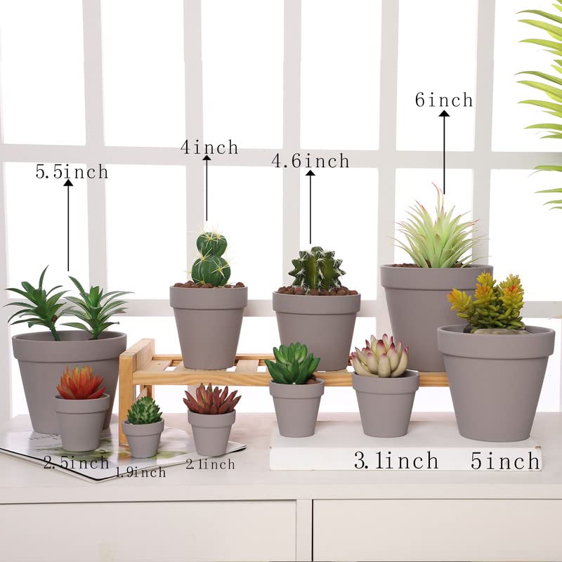 Yishang 27 pcs Small Mini Grey Clay Pots, 2 inch Terracotta Pot Clay Ceramic Pottery Planter,Cactus Flower Terra Cotta Pots,Succulents Nursery Pots,with Drainage Hole,Great for Crafts,Wedding Favor