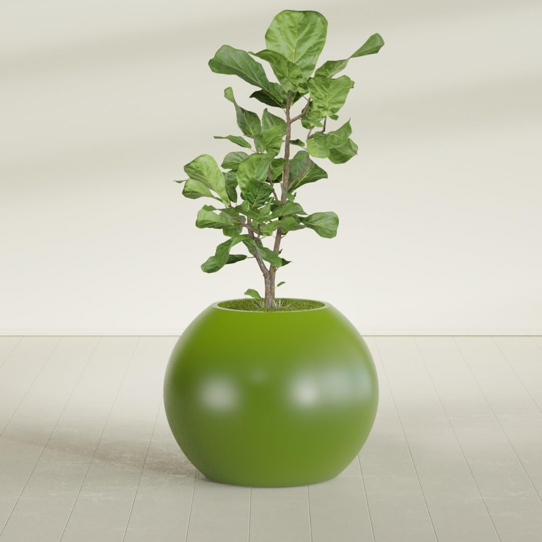 Greenline Nala Large Round Sphere Planter, Modern Fiberglass Indoor/Outdoor