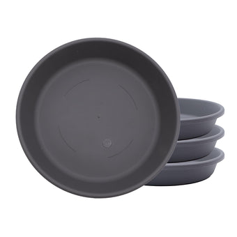 The HC Companies Classic Round Planter Pot, 8 Inch, Warm Gray, 4-Pack
