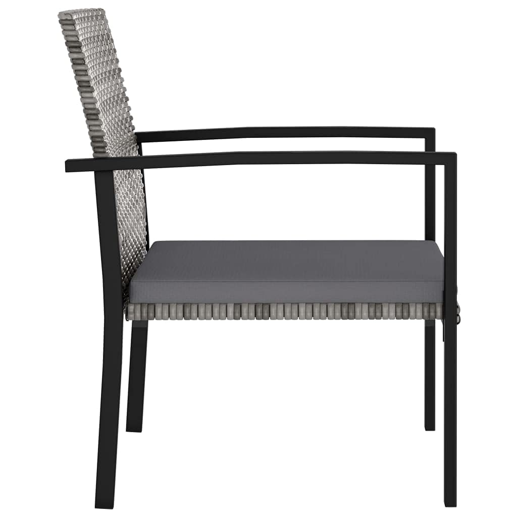 mtlskopl 3-Piece Rattan Outdoor Dining Set, Square Patio Bistro Table and 2 Cofty Chairs with Cushions, Space Saving Gray Wicker Conversation Set for Balcony, Porch and Small Space Backyard