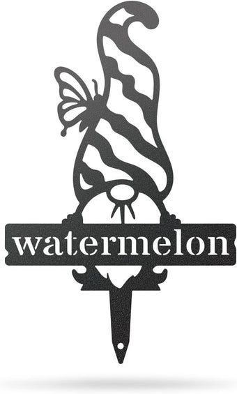 RealSteel Brand, Gnome Plant Markers for Outdoors, Garden Labels Metal Stake, Plant Tags, Garden Sign for Vegetables, Outdoor Decorations, Yard and Gardening Gift - Watermelon