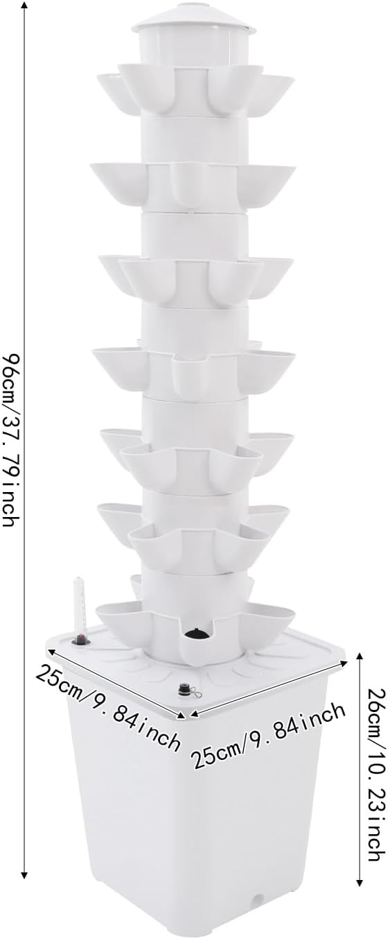 Hydroponic Growing System, 7-Tier 35-Plant Vegetable Planter Tower Outdoor Indoor Garden Vertical Planter Germination Kit with Water Pump & Intelligent Water Circulation for Gardening Lover
