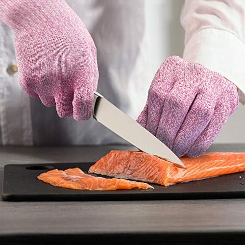 Evridwear Cut Resistant Gloves Food Grade Level 5 Kitchen Safety Protection (Large, Pink)