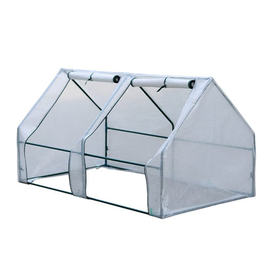 Tunnel Greenhouse, With UV-Resistant Reinforced PE Cover Sturdy Steel Frame, Mini Greenhouse For Garden, Balcony, Backyard Garden Grow Cloche With Windows For Plants & Vegetables ( Color : White , Siz