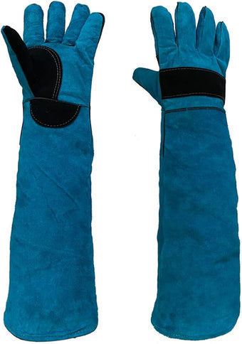 Animal Handing Gloves Bite Proof 23.7 Inch Kevlar Reinforced Multipurpose Pet Leather Glove Padding Dog,Cat Scratch,Bird Handling Falcon Gloves Grabbing,Reptile Squirrel Snake Bite