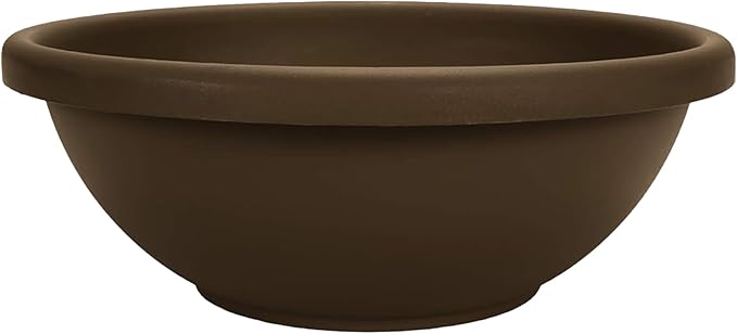 The HC Companies 13 Inch Garden Bowl Planter - Shallow Plant Pot with Drainage Plug for Indoor Outdoor Flowers, Herbs, Chocolate