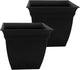 The HC Companies 12 Inch Eclipse Square Planter Pots with Drainage Holes & Attached Saucer, Lightweight UV-Resistant Plastic Indoor Outdoor Planters, 2-Pack Flower Pots for Garden & Home Decor, Black