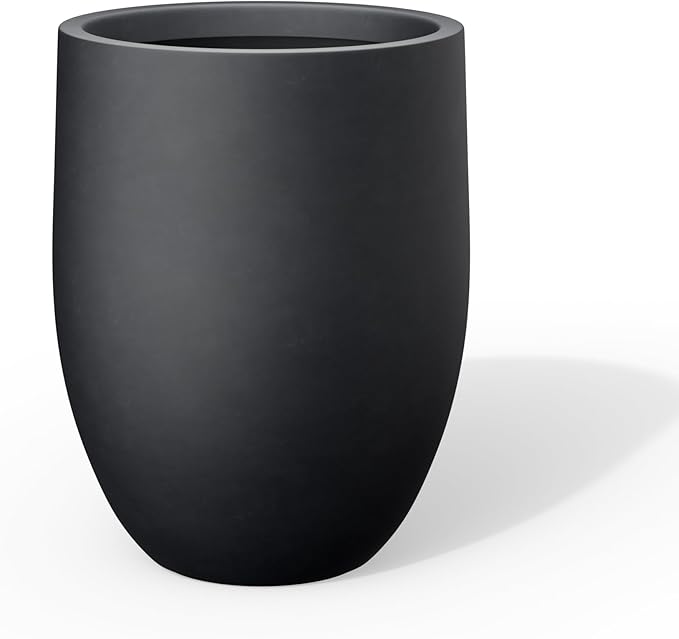 Kante Tall Concrete Planter, 21.7-Inch Height Black Large Indoor Outdoor Plant Pot with Drainage Hole for Patio Garden Home, Modern Decor for Flowers and Tree