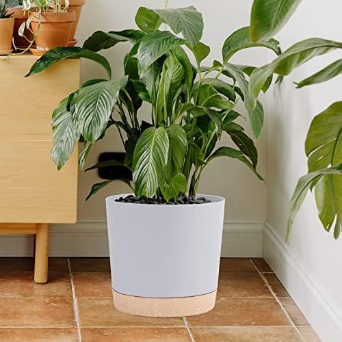 QCQHDU 10 inch Plant Pot, 2 Pack Planters for Indoor Plants with Drainage Holes & Saucer, Outdoor Flower Pots Home Garden Modern Decor