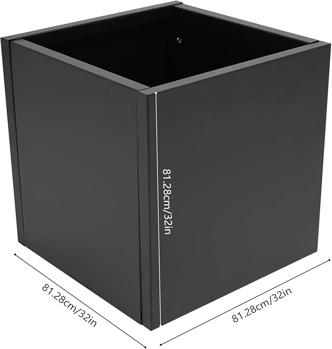 Large Metal Planter, 16/20/24/26/32inch Square Planters Box, Indoor/Outdoor Durable All-Weather Use, Cube Steel Flower Pots for Patio Garden Front Porch, Décor for Tall Plants (Black, 32*32*32inch)