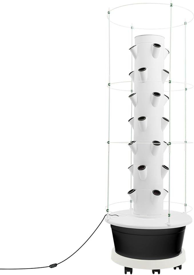Hydroponic Growing System, 28-Plant Vegetable Planter Tower Climbing Trellis, Outdoor Indoor Garden Vertical Planter Germination Kit with Water Pump, Intelligent Water Circulation & Timer Function