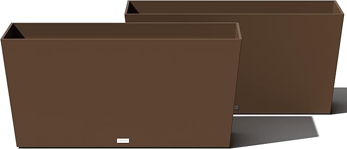 Veradek Pure Series Midori Trough Planter - Large Rectangular Planter for Indoor or Outdoor Deck/Porch | Durable All-Weather Use with Drainage Holes | Modern Decor for Shrubs, Flowers, Small Plants