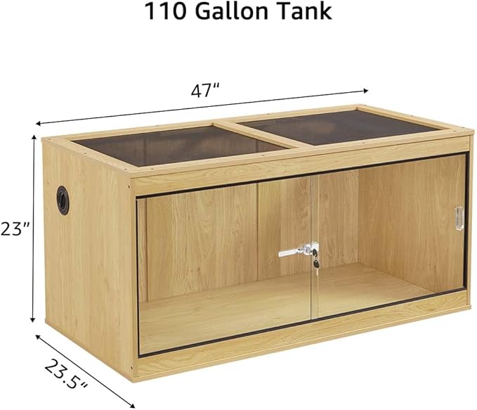 unipaws 110 Gallon Reptile Tank for Lizards, Bearded Dragon Enclosure Terrarium, Large Stackable Cage with Glass Sliding Doors and Lock and Cable Port, Nature