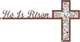 RealSteel He Is Risen Easter Door Corner Decoration – Christian Easter Home Décor (RUST-7x13)