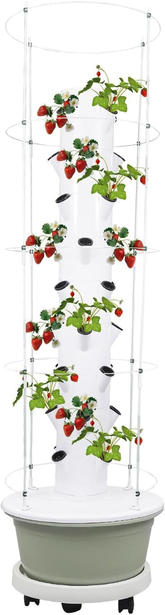 Hydroponic Growing System, 36-Plant Vegetable Planter Tower with Climbing Frame, Outdoor Indoor Garden Vertical Planter Germination Kit with Water Pump, Intelligent Water Circulation & Loop Timer