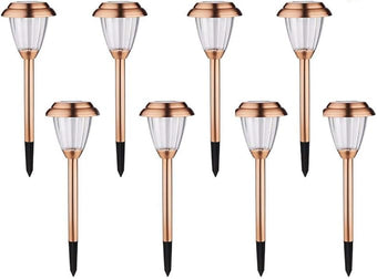 Voona Solar Lights Outdoor - 8 Pack Copper Garden Walkway Lights Solar Powered Waterproof for Garden, Lawn, Yard, Pathway
