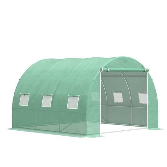 Walk-in Tunnel Greenhouse with Steel Frame and PE Cover for Vegetables Herbs Flowers Tropical Plants Protection from Wind Rain