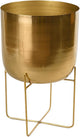 Serene Spaces Living Modern Mid‑Century Metal Indoor Planter with Stand, Gold Planter Pot, Indoor Plants – Decorative Planter Holder for Living Room, Kitchen & Office, 14" Diameter & 24" Tall