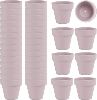 Fcacti 36 Pcs Small Mini Pink Clay Pots 2.1'' Terracotta Pot Clay Ceramic Pottery Planter Cactus Flower Pots Succulent Nursery Pots- Great for Window Boxes, Cactus, Plants, Crafts, Wedding Favors