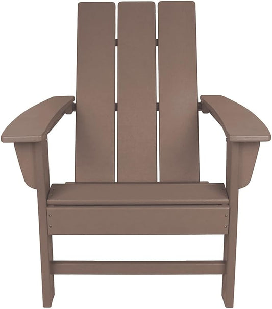 NewTechWood Flat Top Adirondack Patio Chair Weather Resistant, Easy Installation, Widely Used in Outdoor, Fire Pit, Deck, Lawn, Outside, Garden Chairs (Teak)