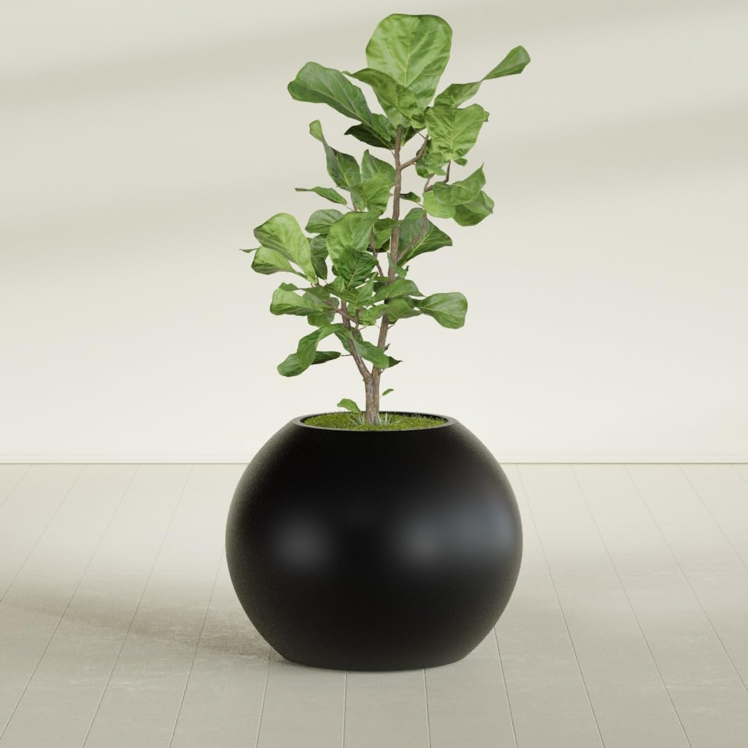Greenline Nala Large Round Sphere Planter, Modern Fiberglass Indoor/Outdoor