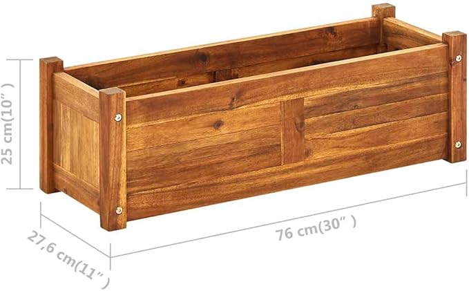 vidaXL Garden Raised Bed, Wooden Raised Flower Bed for Flowers and Plants, Solid Acacia Wood Planter, Outdoor and Indoor Use, Brown