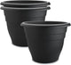 RooTrimmer 3-Pack 20 Inch Large Plastic Plant Pots for Outdoor, Heavy Duty Extra Large Deep Garden Planter with Drainage Holes, Sturdy Textured Black Flower Pot for Trees, Shrubs, Patio, Lawn