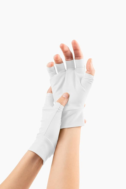 Light Skin Tone Fingerless Gloves – Made in USA – Conceal Bruises & Protect Thinning Skin