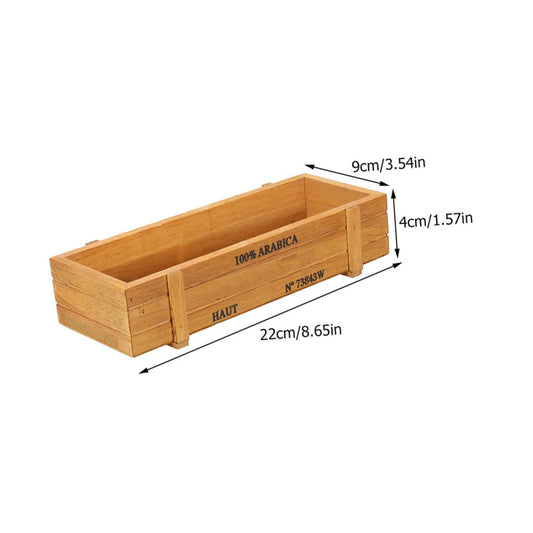 Happyyami Rectangular Succulent Planter 2Pcs Wooden Plant Container Box