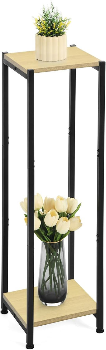 Dipion Extra Tall Plant Stand Indoor,40 Inch Plants Stands,2 Tier Metal Plant Stand with Heavy Duty Wood,Yellow Oak and Black